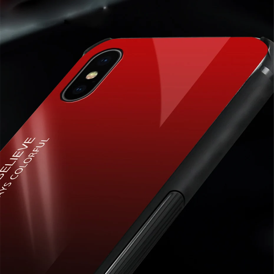 Gradient Aurora Tempered Glass Cases For Apple iPhone X Xs Max XR Luxury Color Hard Silicon Cover 6 6S 7 8 Plus Case |