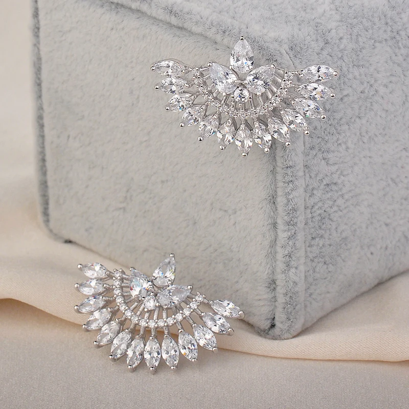 Женские серьги гвоздики с серебряным покрытием GAOLA зеленый цирконий ювелирные