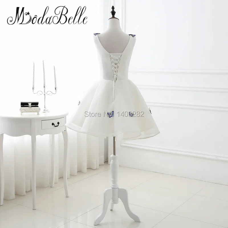 В наличии 2017 белые маскарадные платья Короткие Выпускные с вышивкой бабочки