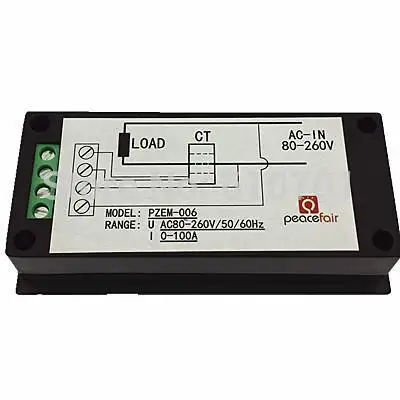 Фото Цифровой ЖК-AC80-260V с голубой подсветкой 100A 50/60 Гц 5в1 измеритель мощности Цифровой ЖК-AC80-260V с голубой подсветкой 100A 50/60 Гц 5в1 измеритель мощности