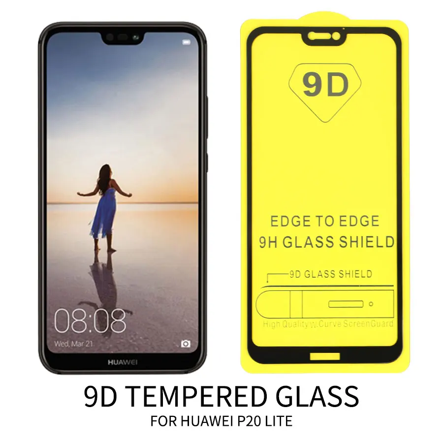KLOVRRD 9D полное покрытие из закаленного стекла для huawei P20 Lite Полное клея Защитная