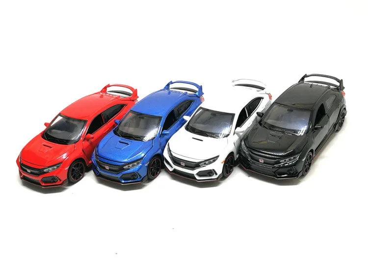 1:32 HONDA CIVIC TYPE-R Toy Car Metal Toy Diecasts Toy Vehicles Car Model Sound Light Pull Back Car Toys For Children Gifts