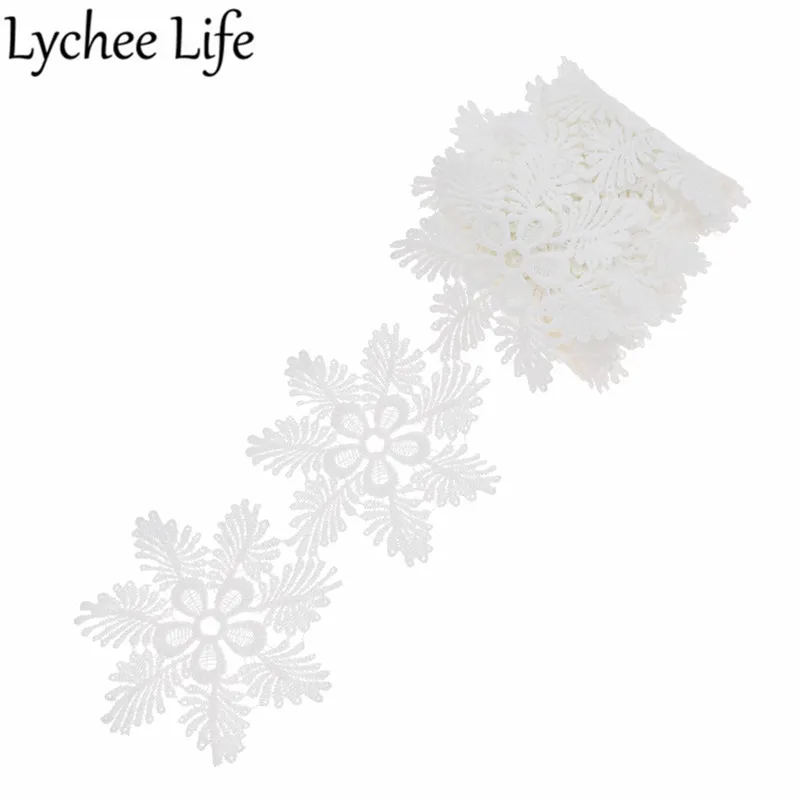 Lychee Life Снежинка вышитые кружева 2 ярда молочного шелка кружева DIY ручной работы швейная одежда платье Декоративные принадлежности аксессуары