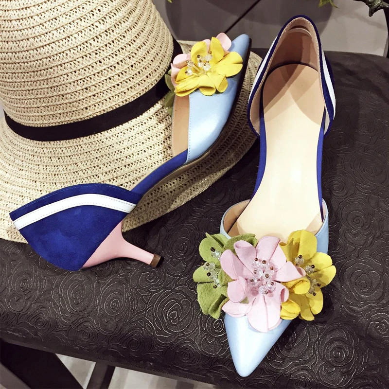 2016 г. Замшевые туфли из искусственной кожи на высоком тонком каблуке с острым