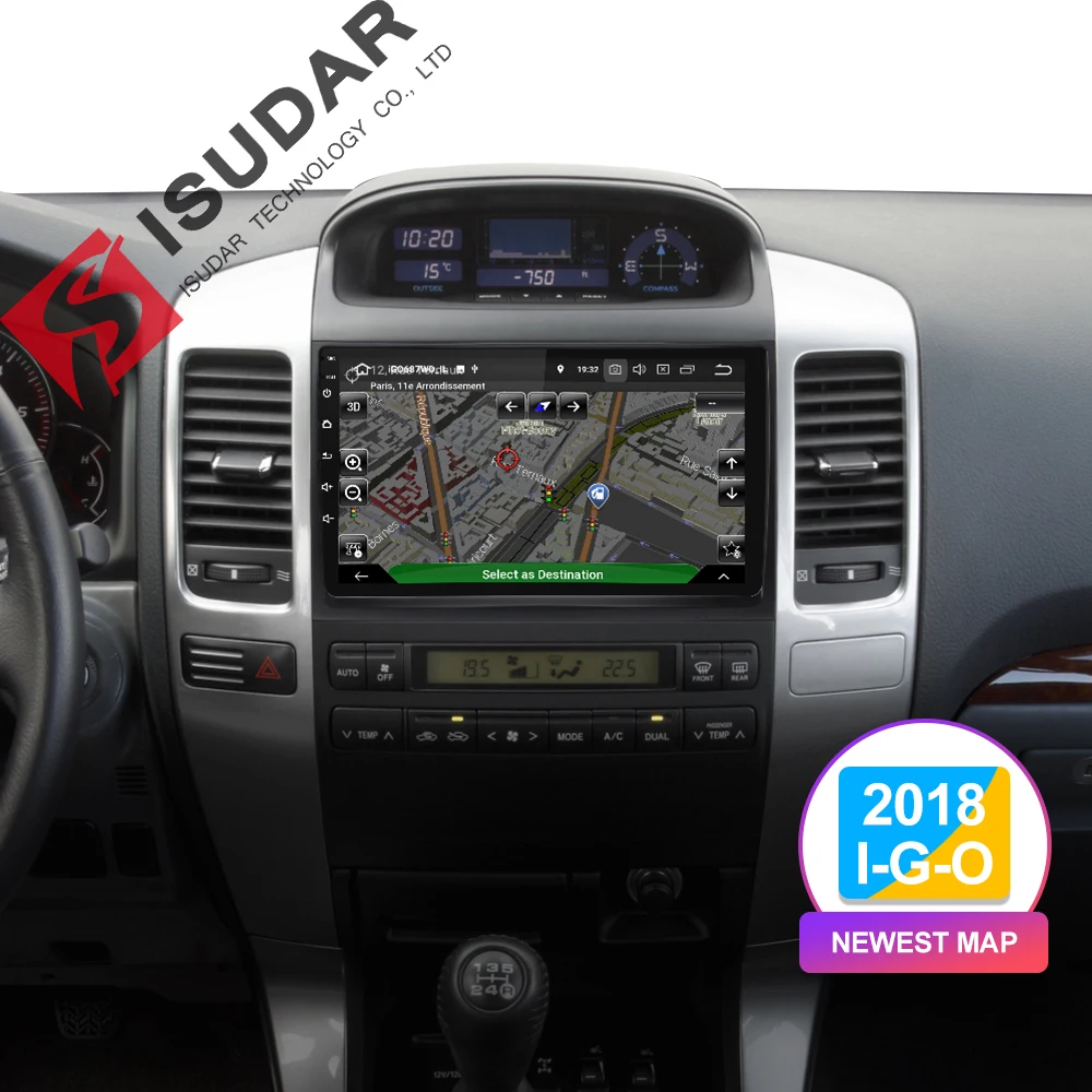 Isudar 2 Din Автомобильный мультимедийный плеер Android 9 для Toyota/Prado 120 2004-2009 автоматическое радио GPS навигация FM камера USB DVR DSP OBD