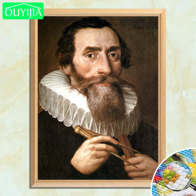 Wyjątkową astronom fizyk Johannes Kepler 5D obraz diamentowy DIY pełna plac diament haft sprzedaż Handwork obraz