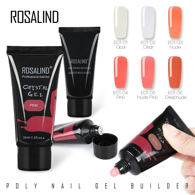 US $1 за $2 Розалинд с украшением в виде кристаллов гель 30 мл поли для ногтей пальца