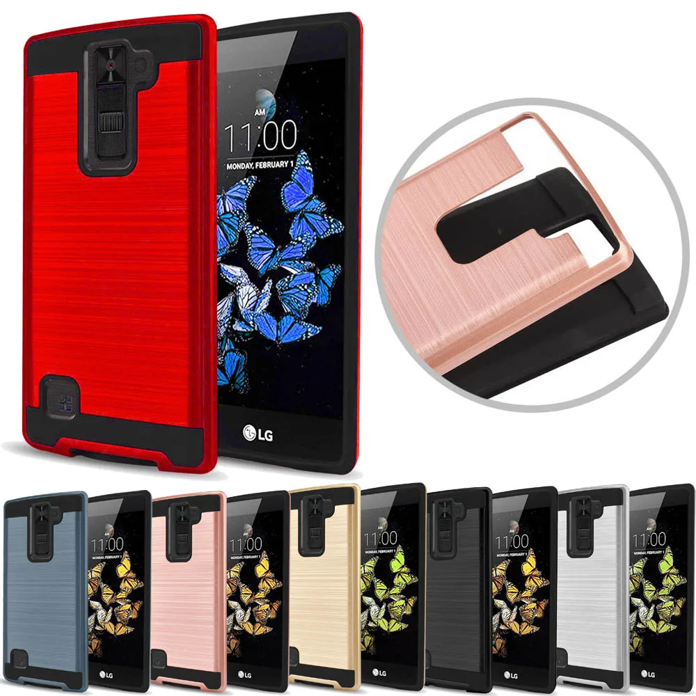 For LG K8 V K8V VS500 (Verizon) Hybrid Brushed Armor Case 2 In 1 Soft TPU &amp Hard PC Back Anti Scratch/Drop/Dust Phone Skin Cover |