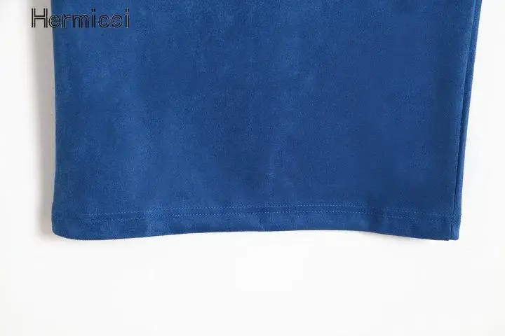 Женская замшевая юбка карандаш Hermicci однотонная винтажная средней длины с