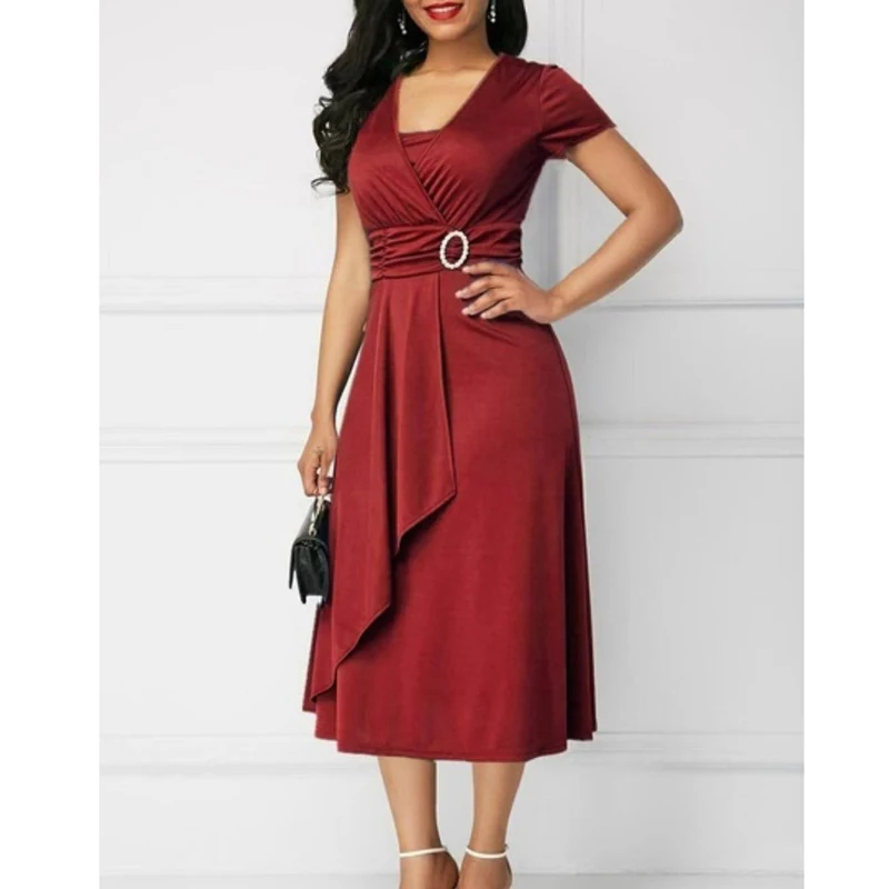 Женское платье с асимметричным подолом размера плюс вечерние однотонные Длинные