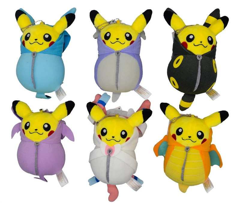 6 шт./лот 15 см Пикачу плюшевая игрушка Косплэй Sylveon Чаризард Umbreon Espeon из