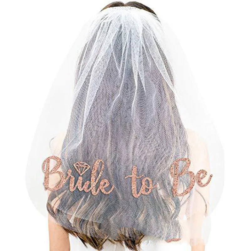 Розовое золото белая свадебная вуаль для невесты Свадебный комплект душа