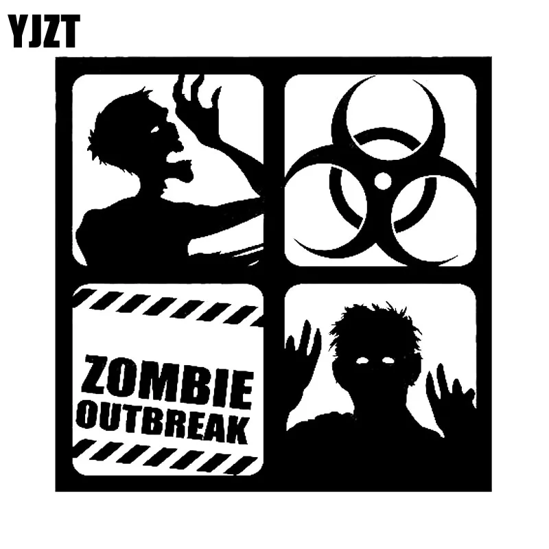 YJZT 12*12CM Warning ZOMBIE Outbreak Corpse Dead Vinyl Decal Car Sticker Black/Silver Personality Car-styling S8-1258 | Автомобили и