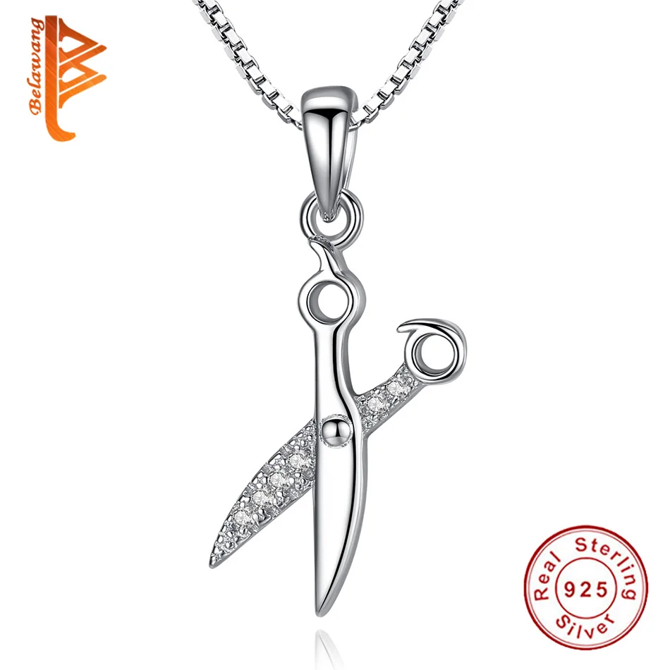 Женское Ожерелье цепочка из серебра 925 пробы|silver scissors|real 925scissor pendant |