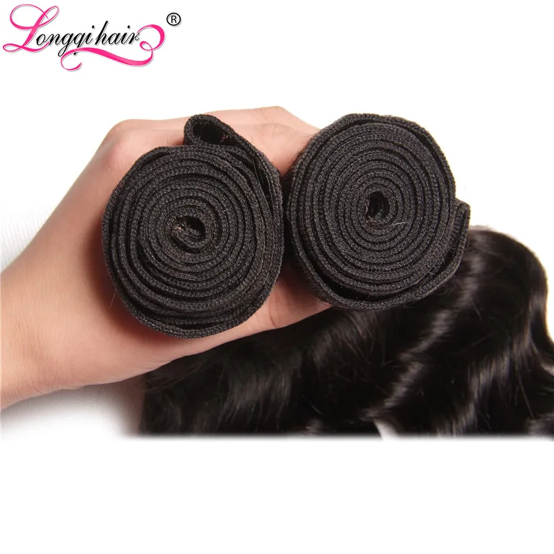 Longqi Hair бразильские натуральные волнистые пряди 3 шт. Remy кудрявые пучки волос