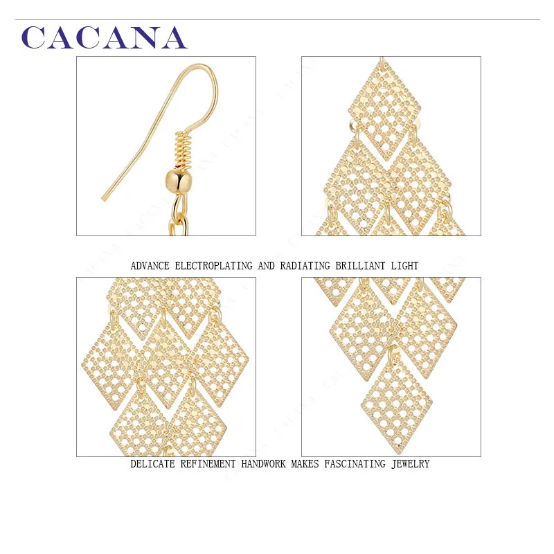 Длинные серьги CACANA для женщин с ромб идеальная бижутерия высокое качество хит
