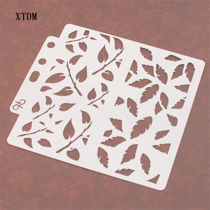 Зеленый лист Пластиковая форма Щит DIY торт скрапбук трафареты полые украшения