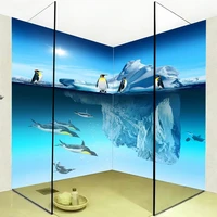 photo wallpaper 3d stereo penguin iceberg undersea world murals pvc self adhesive waterproof bathrooms wall painting home decor