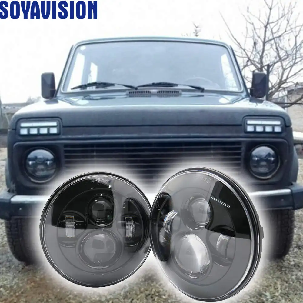 Для Lada 4x4 urban Niva suzuki samurai 7 &quotчерный светодиодный H4 Фар Halo налобный фонарь для Jeep