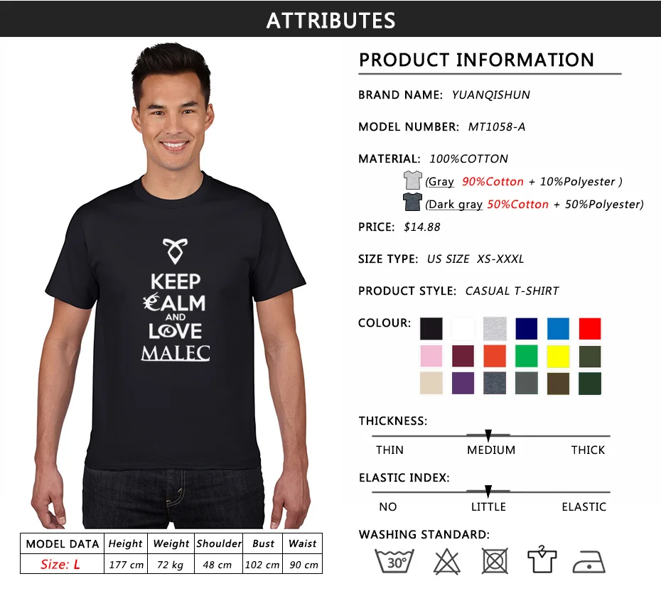 Keep Calm And Love Malec/Новинка года; футболка с охотниками в виде теней; модные летние топы 16 цветов; хлопковая хипстерская футболка с круглым воротником