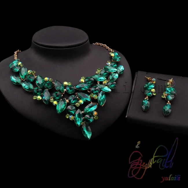 Ювелирный Комплект из жёлтого цветка и кристаллов|artificial jewellery set|crystal jewelry setfashion set
