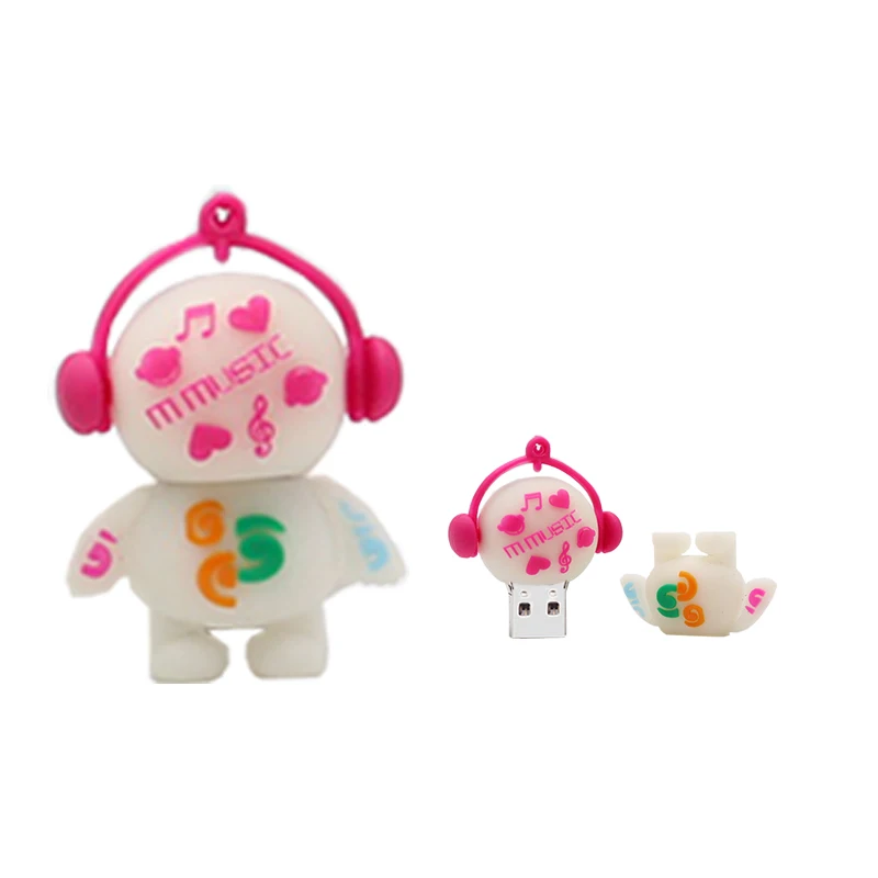 100% capacity pendrive cartoon music man usb flash drive 4GB 8GB 16GB 32G 64GB cute memory stick lovely gift 128gb | Компьютеры и офис