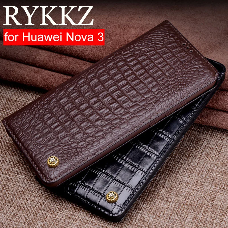 Rykz Натуральная кожа флип кейс для Huawei Nova 3 чехол Магнитный 3i кожаный телефона