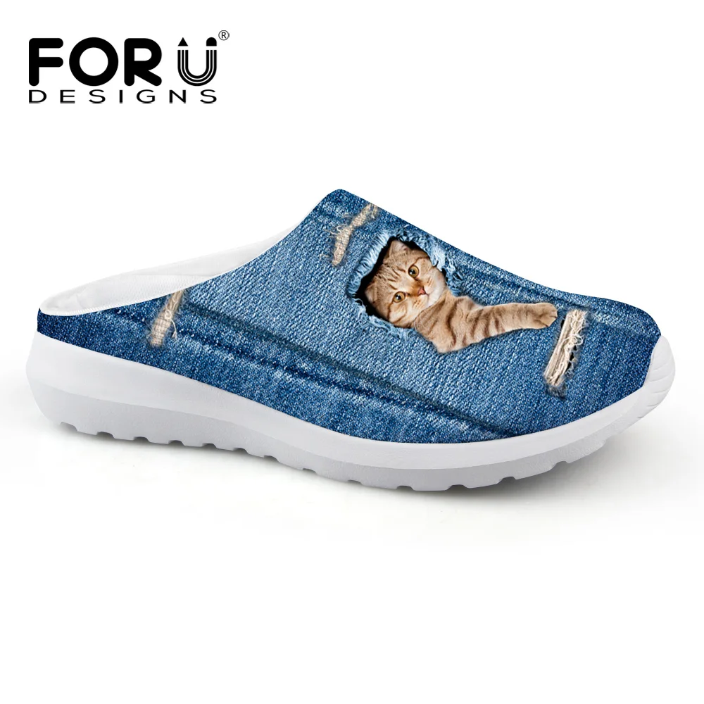 FORUDESIGNS/ г., женские сандалии на плоской подошве нейтральные сандалии с милыми котами Повседневная летняя пляжная водонепроницаемая обувь сабо для девочек, садовые шлепанцы