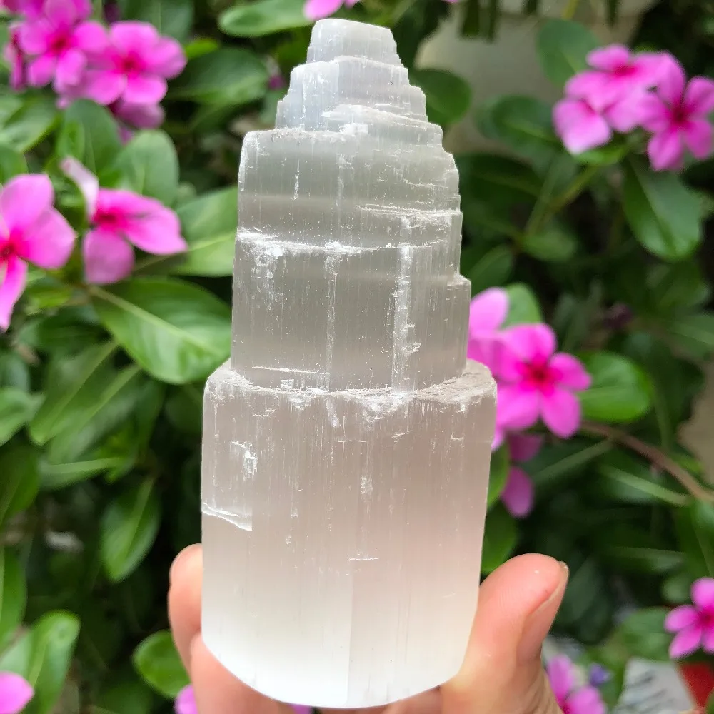 

natural selenite tower gemstone healing energy meditation tower crystal mental clarity quiet mind keep negative energies away