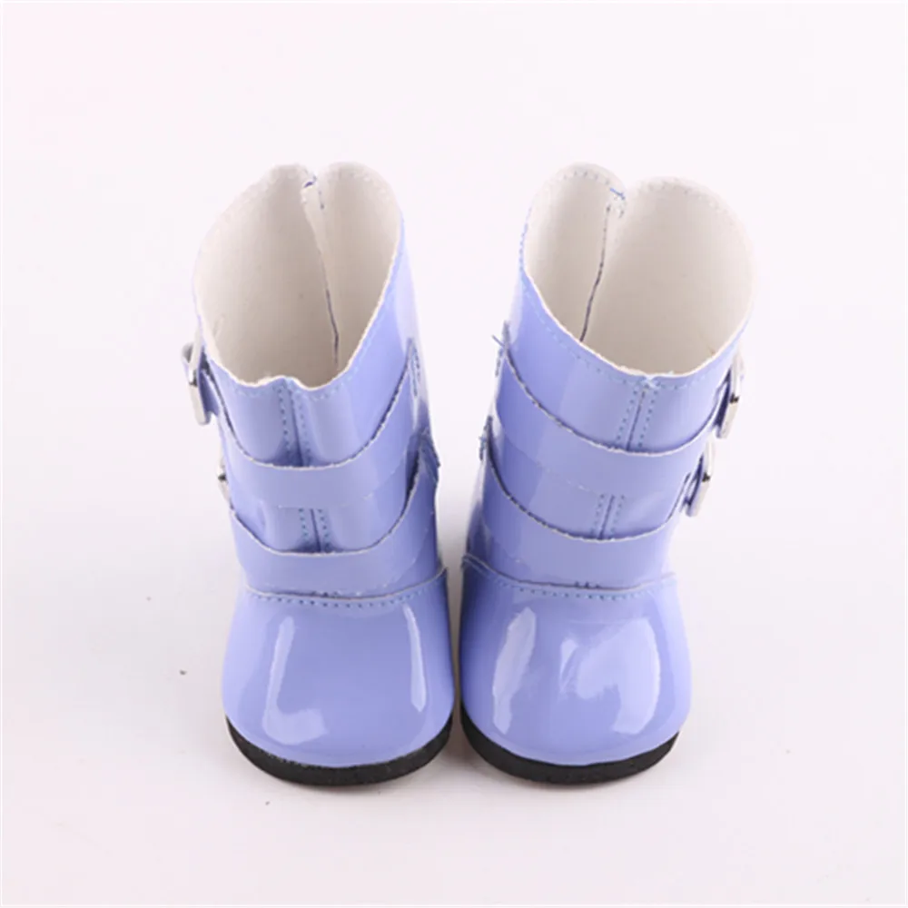 purple doll boots 18 обувь для маленькой куклы американская и BJD девочка детская игрушка Яркие Кожаные Сапоги красочная обувь 7 см для 43 см кукла аксессуары кукла обувь - Цвет: purple doll boots