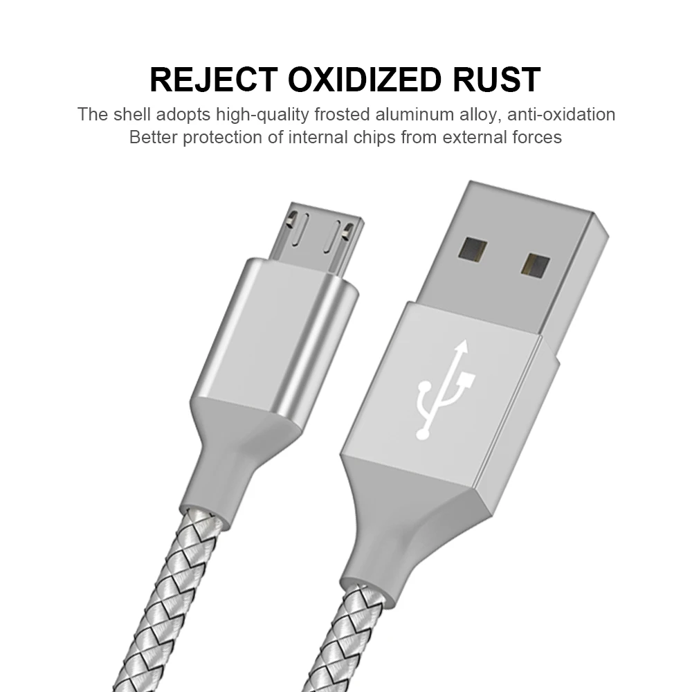Кабель Micro USB для быстрой зарядки 1 м 2 3 нейлоновый плетеный шнур синхронизации
