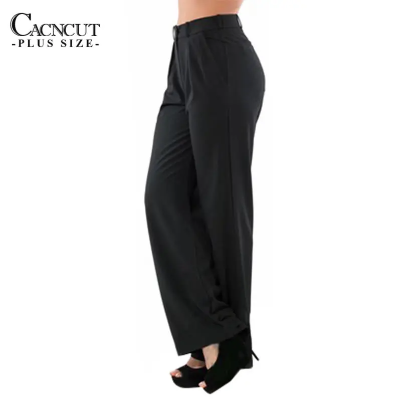 Женские широкие брюки CACNCUT однотонные повседневные офисные больших размеров с