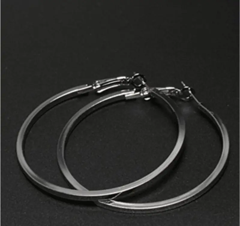 07 Silver Wide Модные, диаметр 50 мм, золото, серебро, элегантные, геометрическая форма, металл, большой круг, гладкие, большие, круглые серьги-кольца для женщин, Сексуальные Ювелирные изделия - Окраска металла: 07 Silver Wide