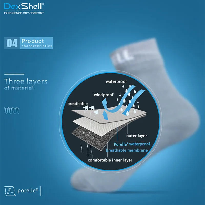 Мужские носки DexShell водонепроницаемые бамбуковые для бега не промокающие