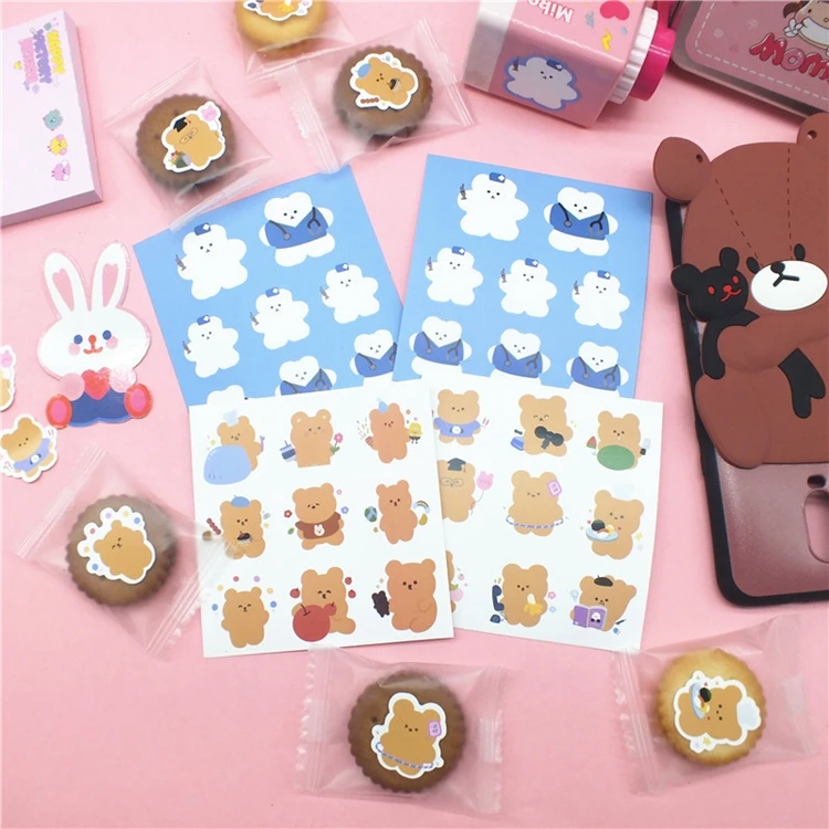 Kawaii Soft Bear Stickers Kids DIY Scrapbooking Stickers Mobile Phone Decorative Sticker School Supplies Escolar Papeleria