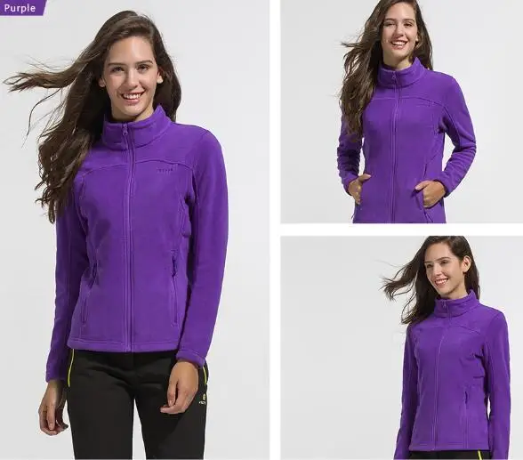 Woman Purple Теплые флисовые уличные куртки для кемпинга, туризма, рыбалки, охоты, мужские и женские зимние пальто, спортивная одежда, новинка, модная верхняя одежда - Цвет: Woman Purple