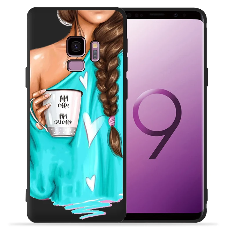 Модный чехол для девочек samsung Galaxy S9 S8 S10 Plus S7 S6 Edge S10 Lite Note9 8 высокий каблук кофейная Цветочная девушка чехол для телефона Etui