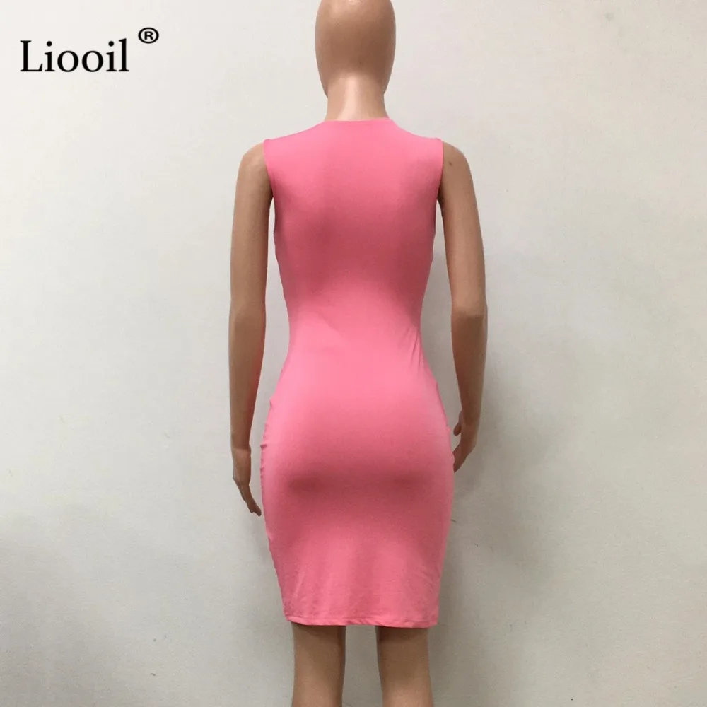 Liooil неоновое зеленое сексуальное облегающее мини-платье женская одежда модное черно-белое летнее платье на бретелях с круглым вырезом повседневные короткие платья