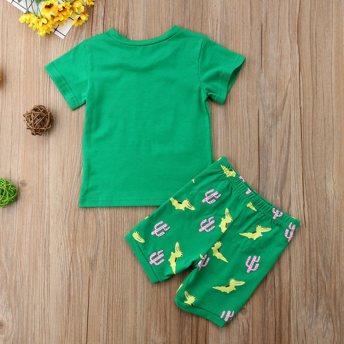 2019 Summer Kid Baby Boy Cartoon Crocodile T-shirt Shorts Pants Outfit Toddler Clothes Set |