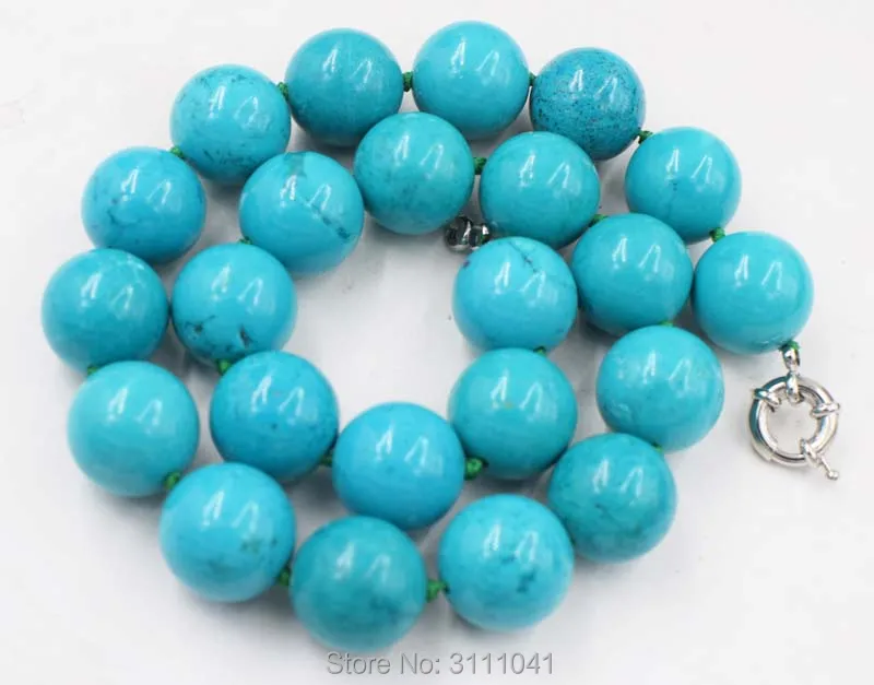 

howlite turquoise green round 18mm necklace 18inch FPPJ wholesale beads nature