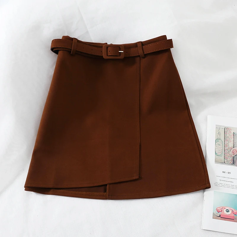 2018 Новая модная женская юбка осень-зима с высокой талией короткая шерстяная |