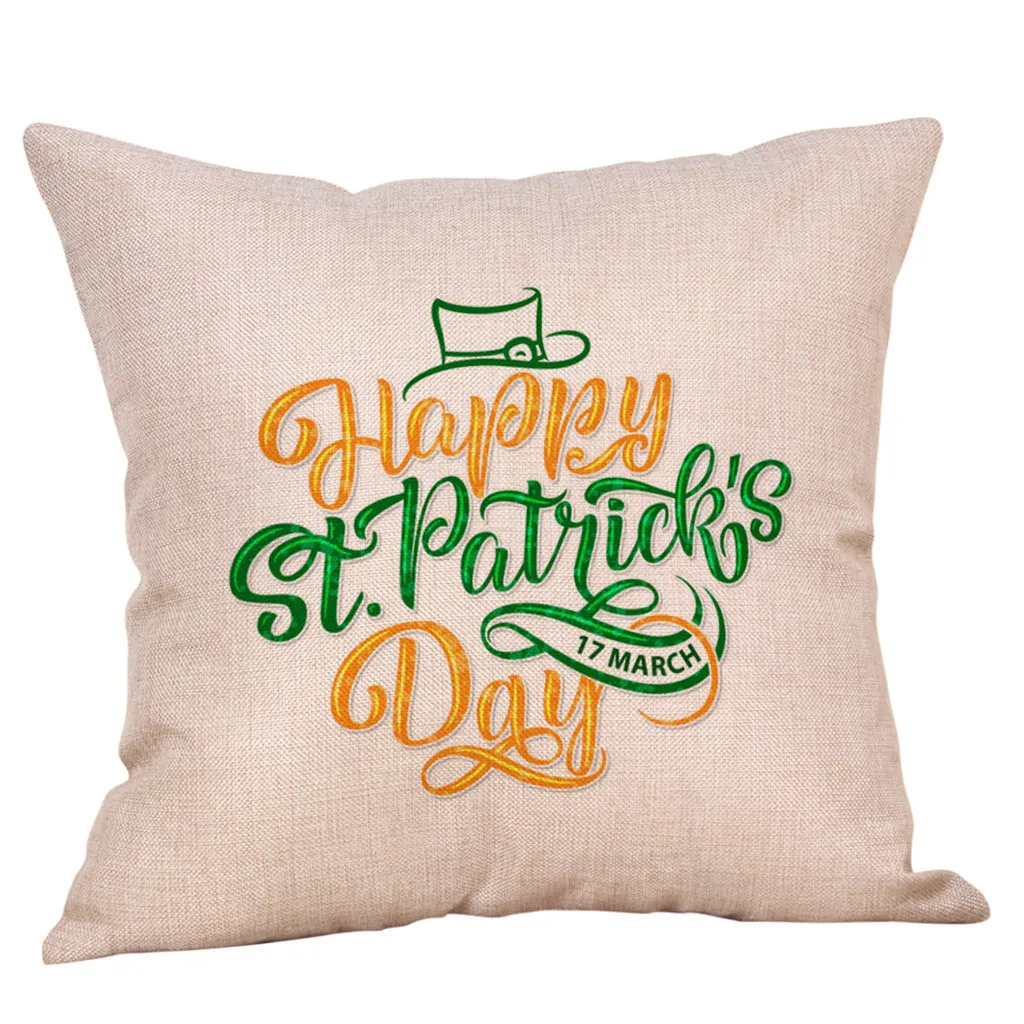 St. Patrick's Day Pillow Cases Linen Sofa Cushion Cover Home Decor Case fundas cojines decorativos vintage | Дом и сад