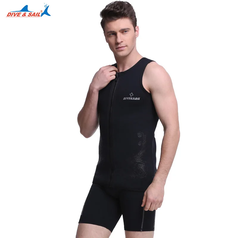 

DIVE&SAIL Men Scuba Dive Vest Wetsuit 3mm Neoprene Inside Front Zipper Keep Warm Sleeveless Jacket Tops for Swimming Snorkeling