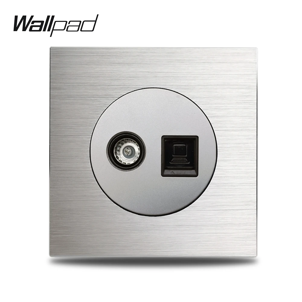 L6 Grey Single TV Jack &amp PC Internet Data RJ45 CAT6 Outlet Socket Silver Brushed Aluminum Plate 86 * mm | Обустройство дома