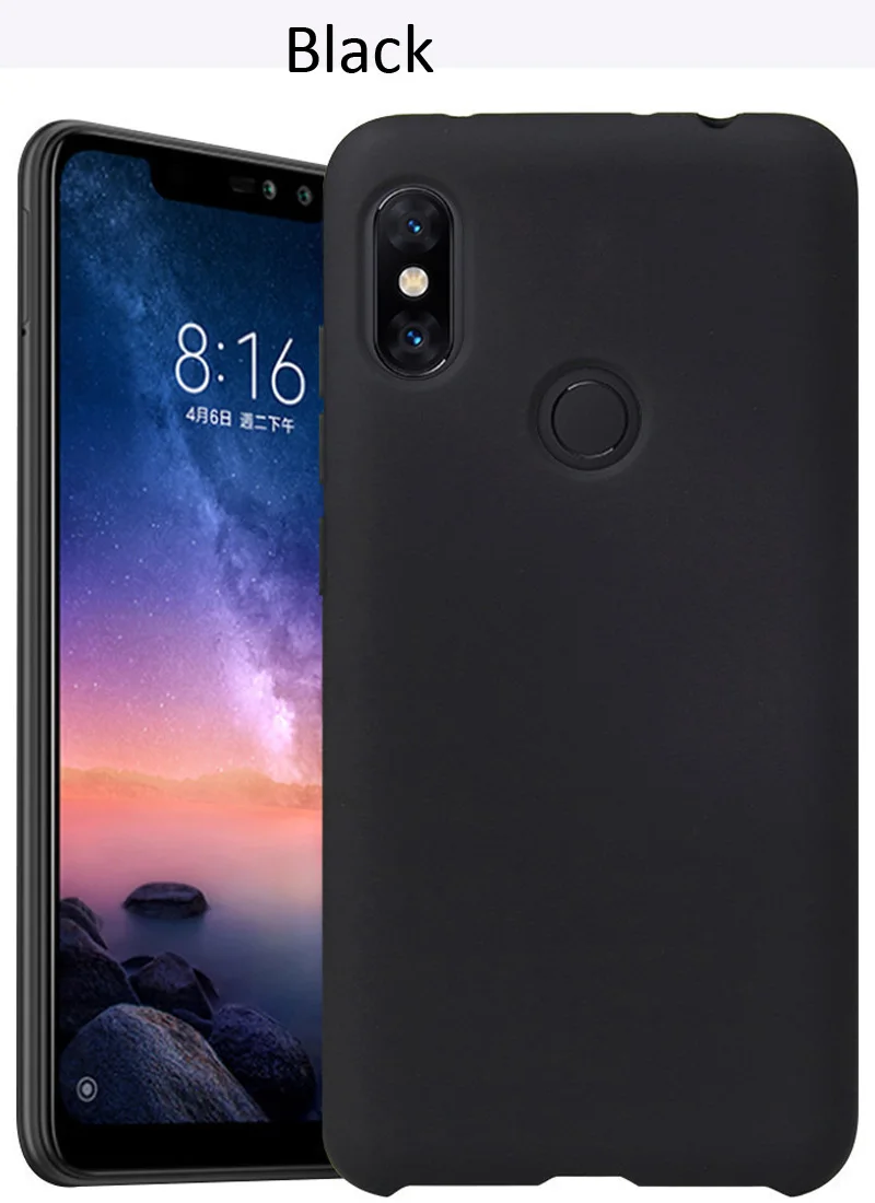 Жидкий силиконовый чехол для Xiao mi 8 mi 8 Pro mi A2 Lite Red mi Note 7 6 5 Pro мягкий гелевый резиновый чехол высокого качества - Цвет: Black