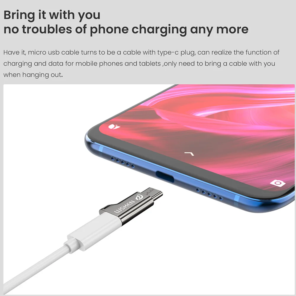 Адаптер Wsken Micro USB на Type C для конвертер телефона Samsung Xiaomi Note 10 S10 Plus 9 8|Переходники и