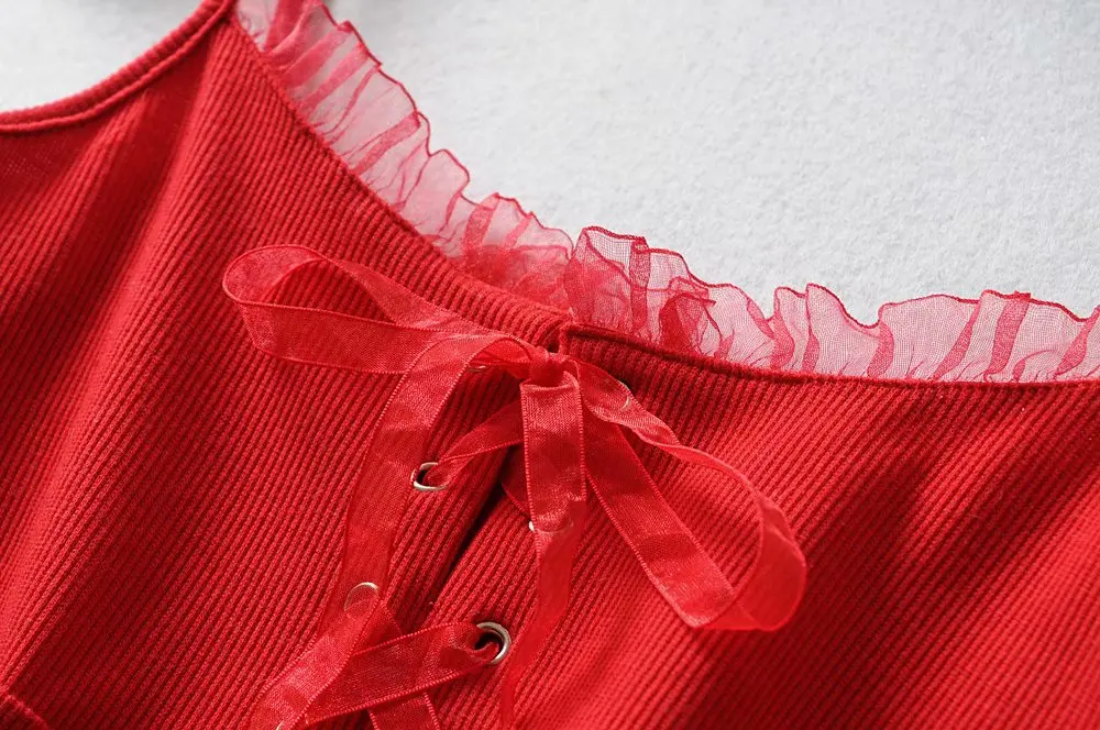 Пикантная красная модная облегающая женская майка Bazaleas укороченная с