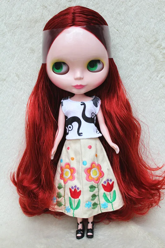 Кукла blygirl blyth винно-красные волосы № 8305 обычное тело 7 суставов DIY кукла для их макияжа