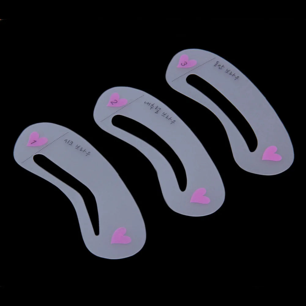 Reusable 3pcs Grooming Shaping Assistant Sealed Template 3 styles Eyebrow stencils Drawing Card Brow Make-Up Top Quality | Красота и