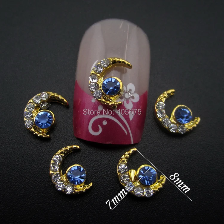 10 шт. Кристаллы Стразы в форме Луны 3d Подвески из сплава для украшения ногтей